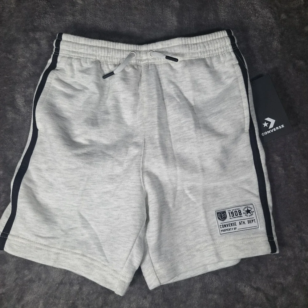 Converse Kids Grey Heather Athletic Sweat Shorts‎ Size 7 G739-X58 Sporty Casual